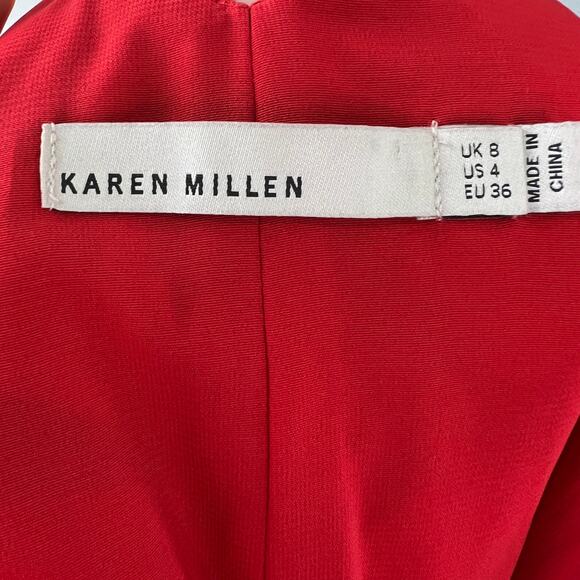 Karen Millen Red Crisscross Back Paneled Satin Mini Cocktail Party Dress DM149 4 - Picture 8 of 9